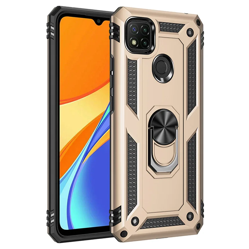 thumbnail image 1 of Shockproof Armor For Xiaomi Redmi 9 9T 9A 9C NFC Case Phone Case for Redmi Note9 Pro Ring Stand Bumper Silicone Phone Back Cover, 1 of 5