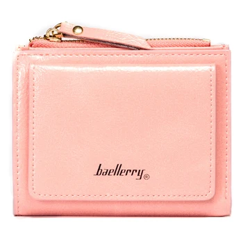 

Classic Women Wallets Solid Color Short Zipper Purse Patent Leather Cute Two-fold Buckle Cross-section Wallet Female Card Holder