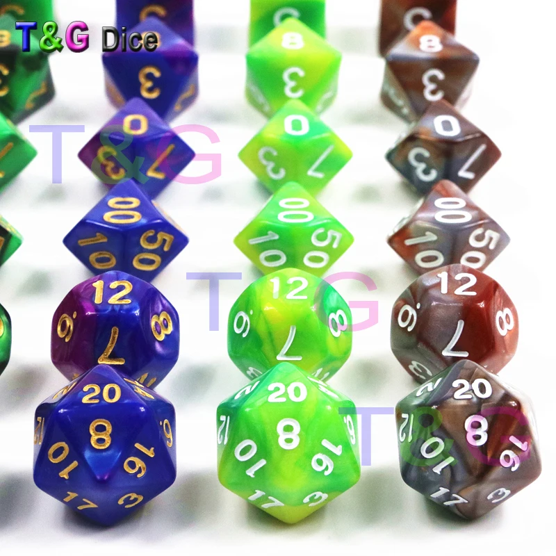 Высокое качество 7 шт смешанных цветов игральные кости набор покер D4 d6 d8 d10 d12 d20