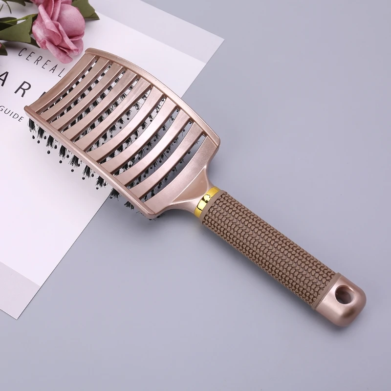 Salon Professional Bristle Nylon Hairbrush Scalp Massage Comb Wet Hair Brush 2