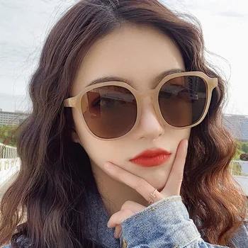 

2019 New ins brown sunglasses women's Korean style trendy internet red sunglasses TikTok same retro sun glasses