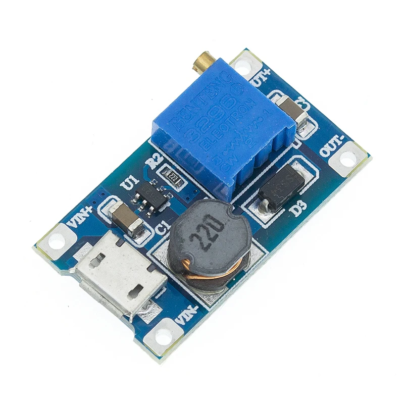 100 шт. регулируемый Повышающий Модуль 2 А с микро USB в 24 до 5 В 9 12 28 MT3608|step up|module 5vdc-dc
