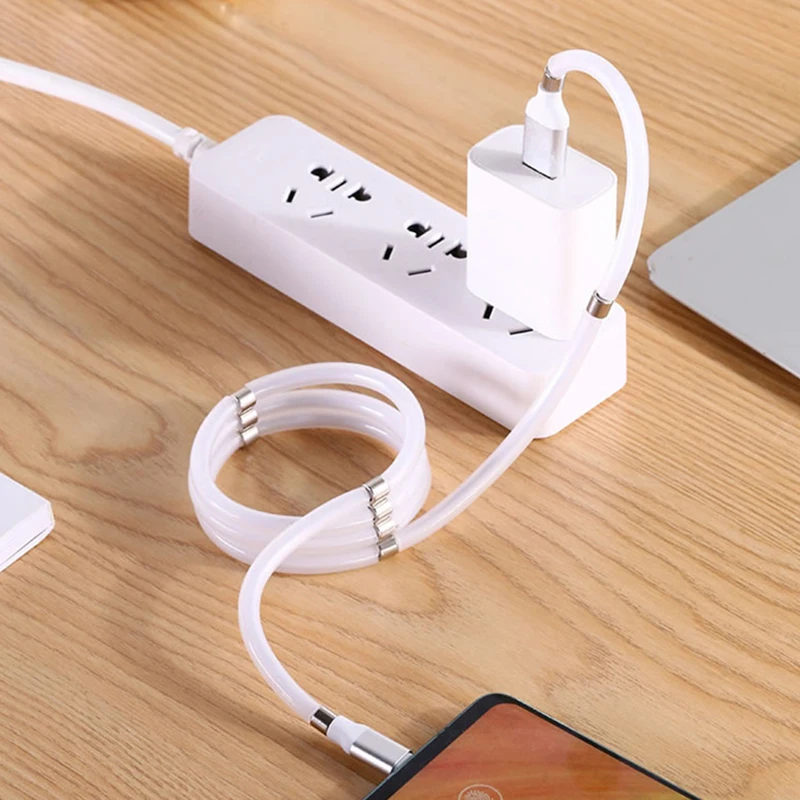 Самобмотка USB Магнитный поглощающий волшебный кабель для быстрой зарядки