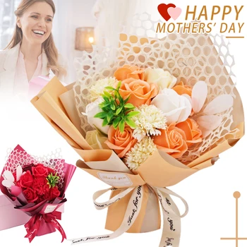 

Newest Mothers Day Gift Soap Flower Rose Carnation Bouquet Romantic Soap Flower Bouquets for Birthday Wedding