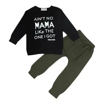 

Leisure Baby Cotton Autumn Outfits Letters Printing Long Sleeve O-Neck Splicing Sweatshirt Tops Solid Trousers Set 2pcs 0-24M
