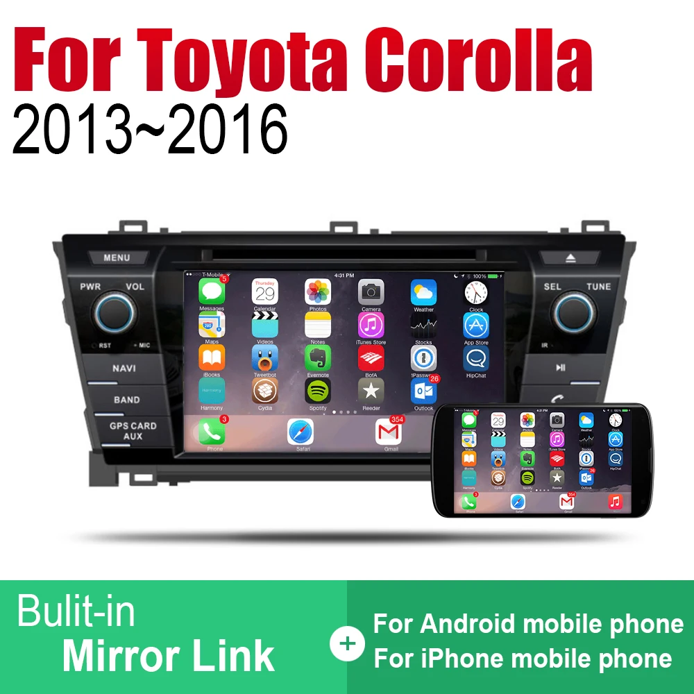 Автомагнитола 2 Din на Android DVD для Toyota Corolla 2013 2014 2015 2016 автомобильный мультимедийный