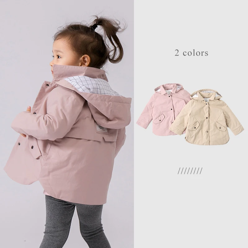 

Children's Jackets Autumn And Winter New Korean Children's With Hooded Cotton Girls Pocket Plaid Warm Coats Toddler Windbreaker