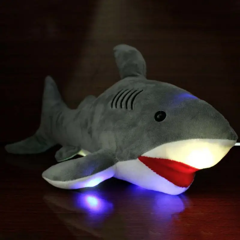 Colorful Glow Soft Plush Shark Can Record Stuffed Animal Pillow Children Gift
