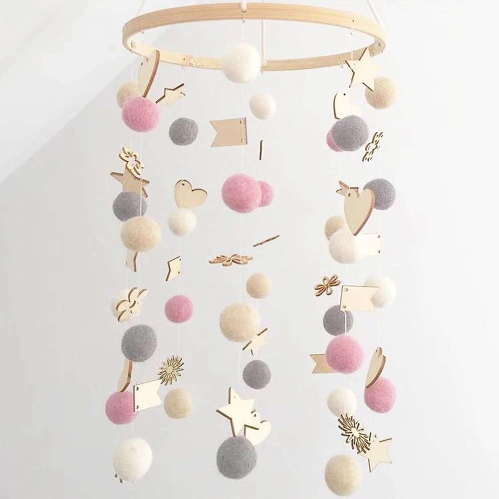 

Baby Toys DIY Mom Handmade Rattles Colorful Balls Bed Bell Rotating Crib Mobiles Arm Bracket Kid Music Box Newborn Toys For Baby