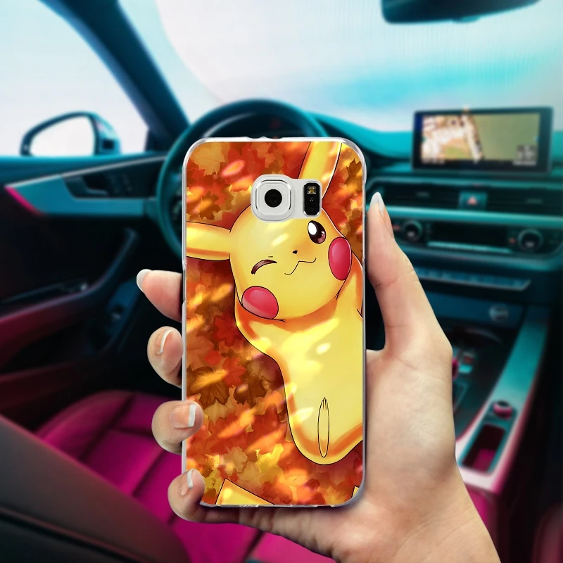 Силиконовый, мягкий, телефонный чехол для samsung Galaxy Note 2 3 4 5 8 S3 S4 S5 мини S6 S7 S8 S9 Edge Plus лист Покемон Пикачу Райден