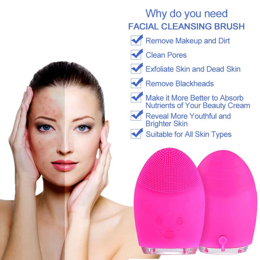 USB Mini Face Cleaning Brush Electric Massage Washing Machine Waterproof Silicone Cleansing Tools skincare pore cleanser