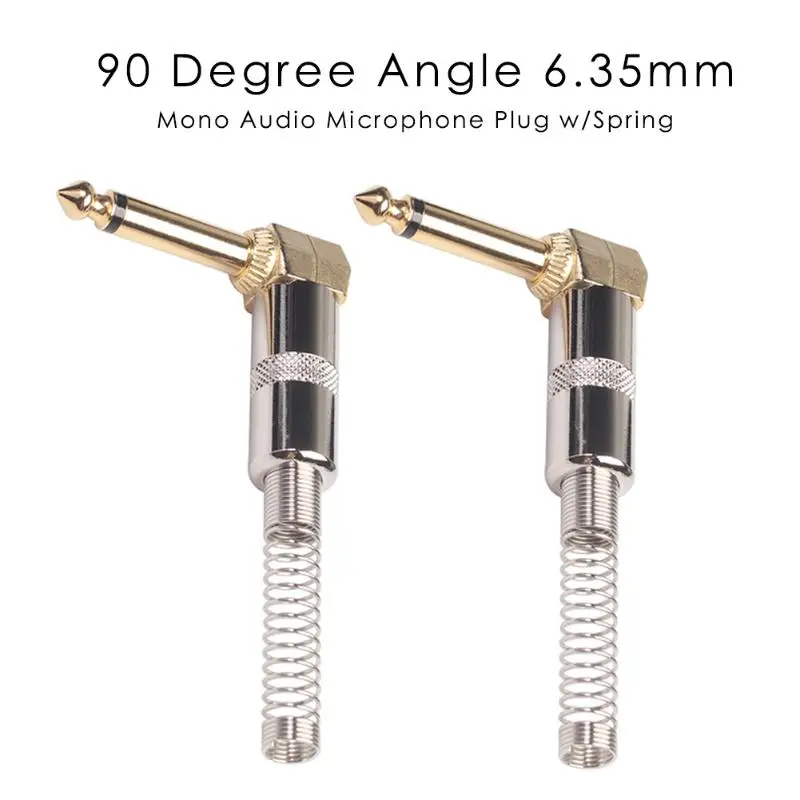 Multi-function Metal Shell Audio Plugs 90 Degree Angle 6.35mm 1/4inch Jack Plug Solder Male Mono Socket Audio Connector