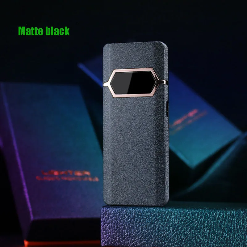 matte black Двойная дуга сенсорная Индукционная Зажигалка Devil магнитное поле импульсная молния прикуриватель аксессуары для курения - Цвет: matte black