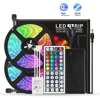 

2pcs 5m Party Decor Strip Light Ribbon RGB 300 LED Lamp Tape with Remote Control Indoor Lighting Accessaries Supplies