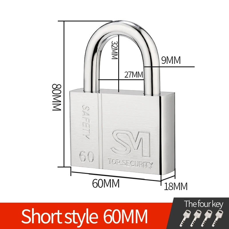 Противоугонный замок, открытый замок для шкафа, для общежития, маленький замок, для студенческой спальни, антикоррозийный, антиразбиваемый замок, домашний маленький замок - Цвет: 60MM short beam