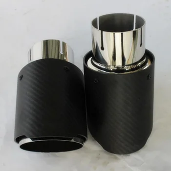 

carantly Exhaust Systems matte Carbon Muffler Tip Tail End Universal Stainless stee Straight Flange Sandblasting For Akrapovic