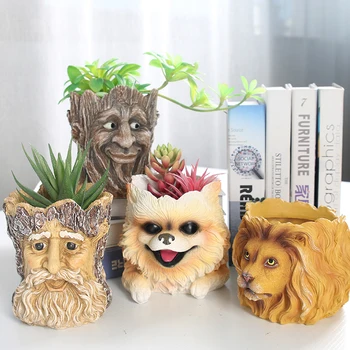 

Cement flowerpot silicone mold creative fleshy flowerpot Groot saplings potted human head flower silicone molds