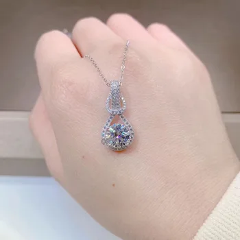 

S925 Sterling Silver White VS1 Diamond Pendant Necklace Chain Fine Naszyjnik Silver 925 Jewelry Collares Joyas Necklace Women