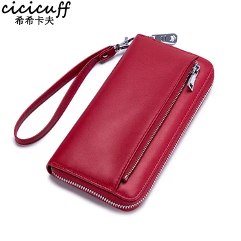 

RFID Blocking Wristlet Split Leather Women Wallets Long Lady Purse Clutch Bag Brand Design Female Leather Wallet Passport Purse