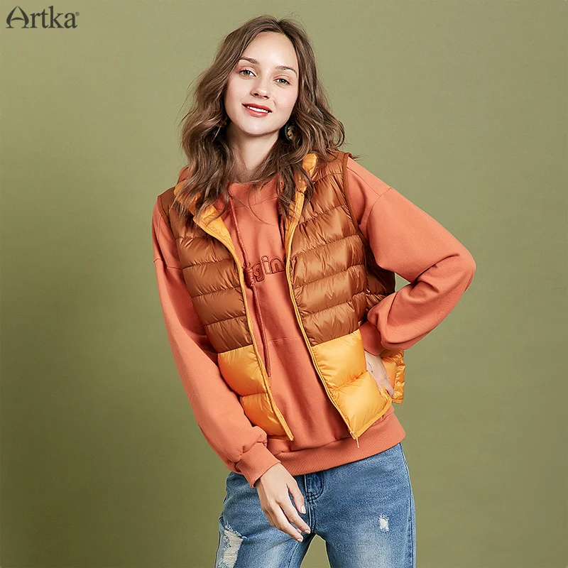 Женский сверхлегкий пуховик ARTKA теплый короткий на 90% белом утином пухе DK10195Q для