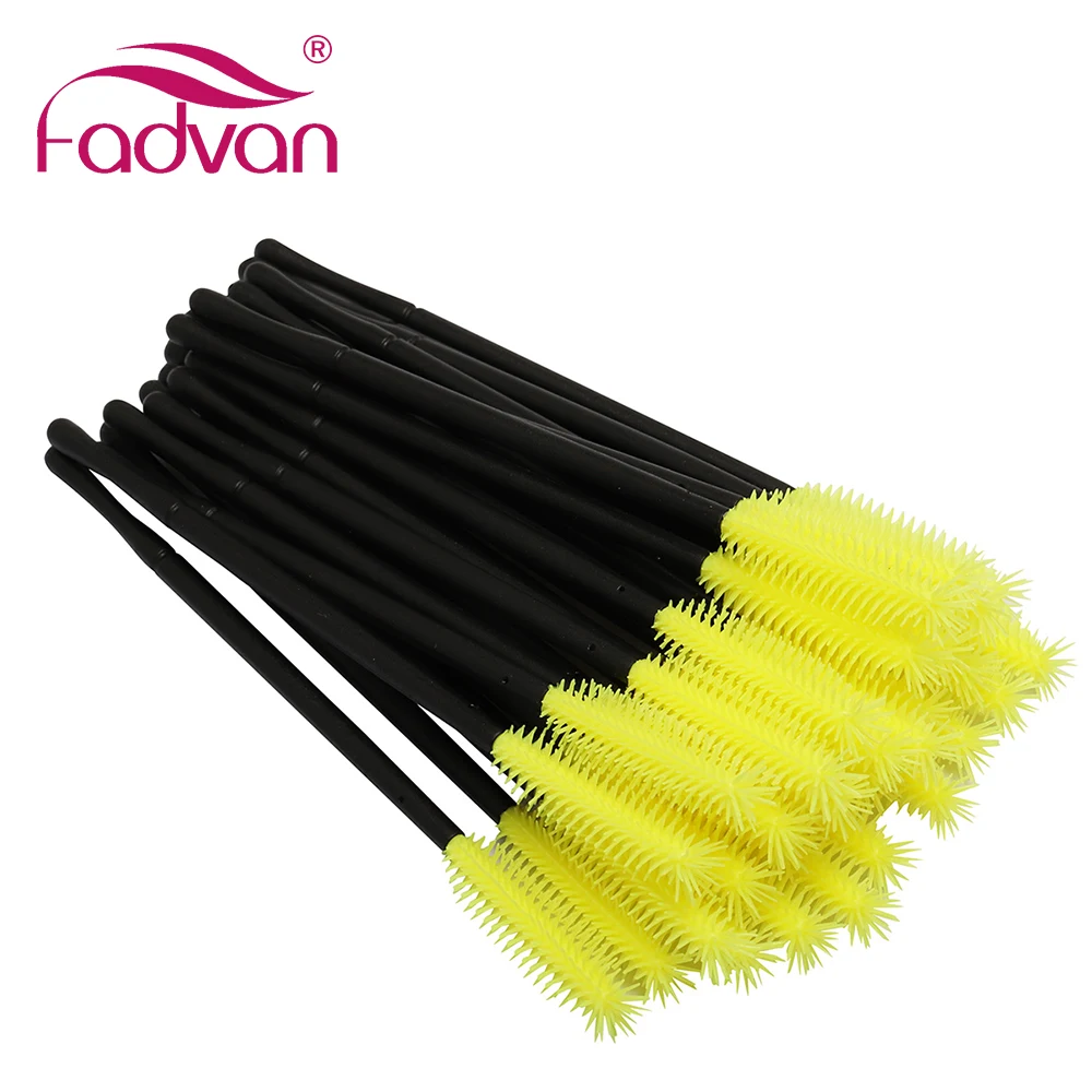 Fadvan 50pcs Eyelash Brush Silicone Gel Makeup Brushes Comb Mascara Wands Professional Beauty Tools