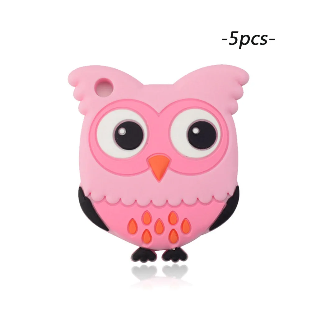 pink LOFCA 5 шт. Сова детский Прорезыватель мультфильм животных пищевой силиконовый без бисфенола А детский грызунок DIY ожерелье душ новорожденный уход - Цвет: pink