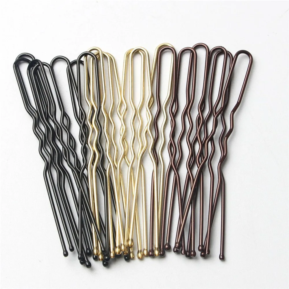 5cm U Shaped Alloy Hairpins Waved Hair Clips Simple Metal Bobby Pins Barrettes Bridal Hairstyle Tool 50 Pcs/Bag