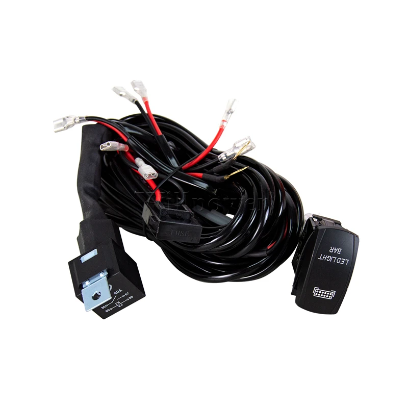 LED Wiring Harness Kit 1 2 4 Lead 12V 40A for Offroad 4x4 Truck SUV Lightbar with Rocker Switch Relay Fuse