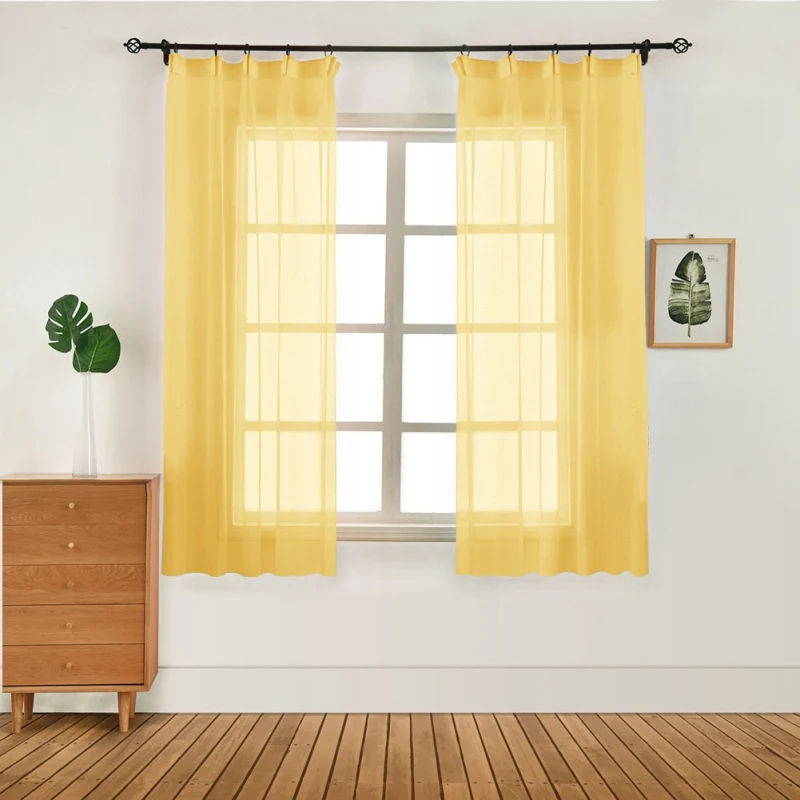 Домашние современные тюлевые прозрачные Роскошные оконные дверные занавески для гостиной драпированные панели шарф подзоры оконные шторы для спальни - Цвет: Цвет: желтый