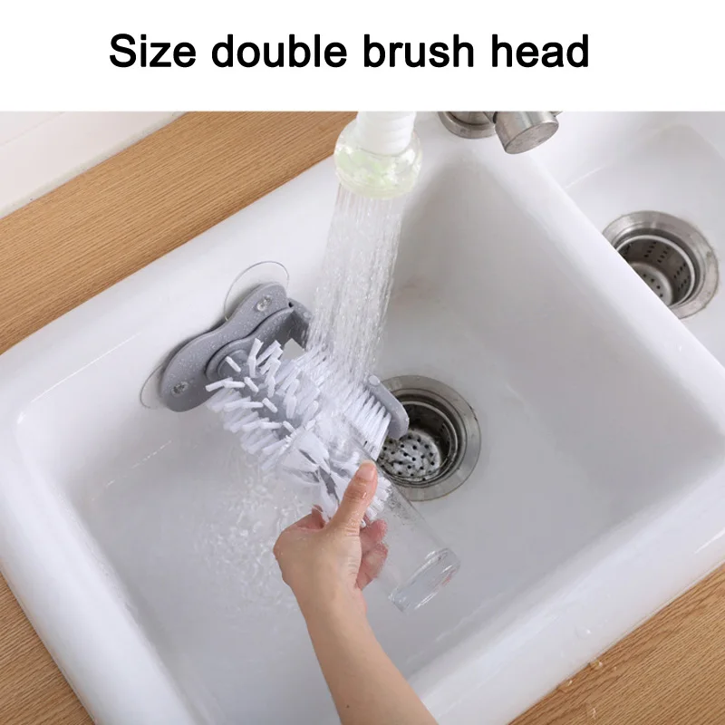 Glass Washer Sink Suction Cup Base Cleaning Bottle Glass Brush Bathroom