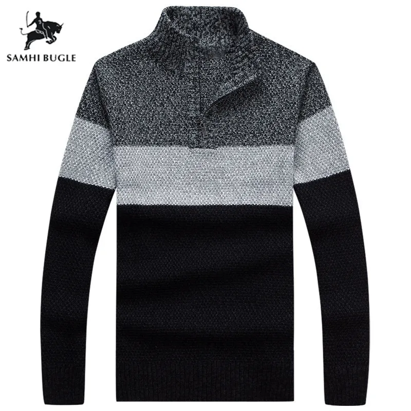 Mens Sweaters for 2019 Autumn Winter New Arrival Striped Pullover Men's Sweater Fashion Stand Collar Sweaters For Men Mens Sweaters for 2019 Autumn Winter New Arrival Striped Pullover Men's Sweater Fashion Stand Collar Sweaters For Men