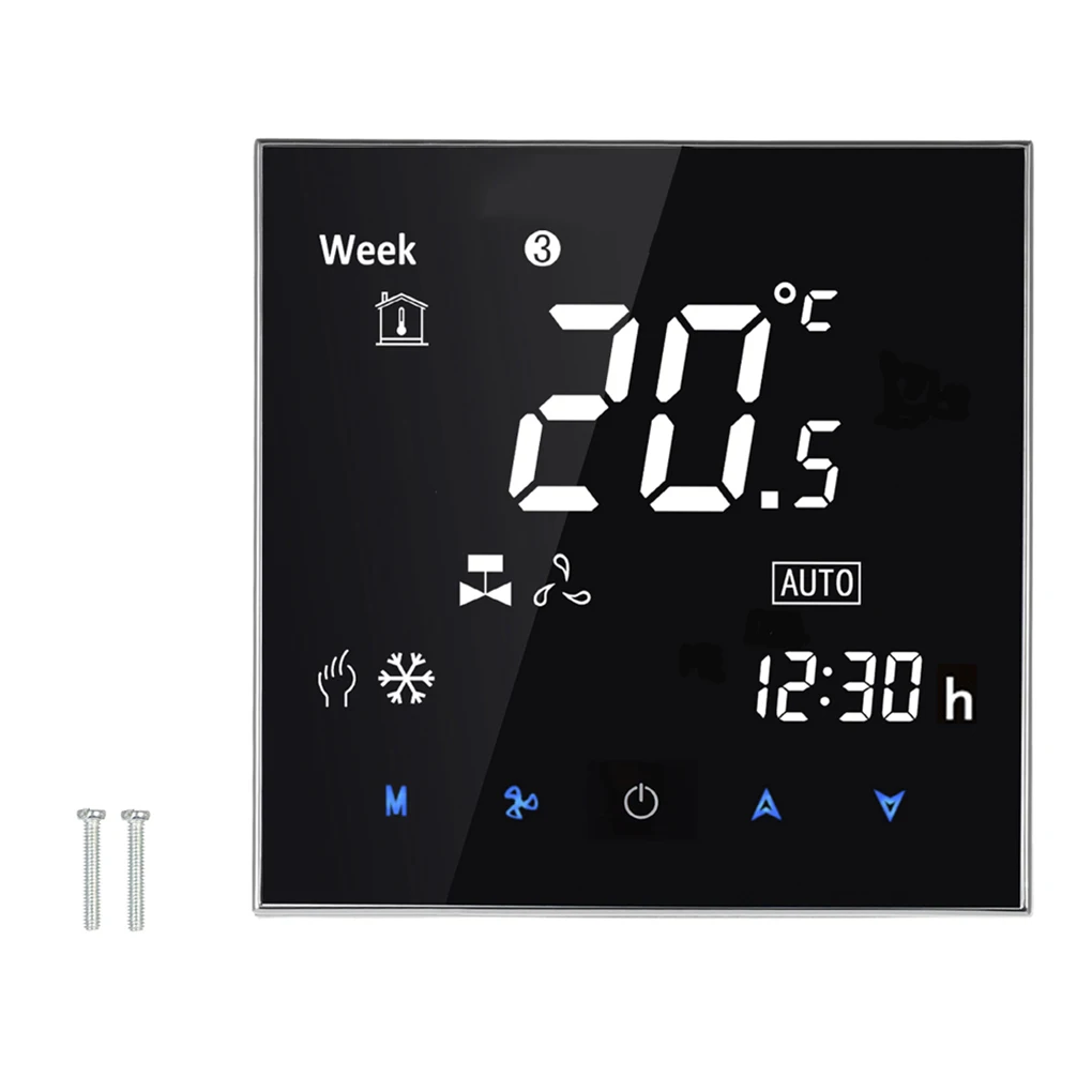 black Modbus термостат центральный кондиционер термостат 2 трубы три ветра ЖК сенсорный экран квадратный комнатный регулятор температуры - Цвет: black