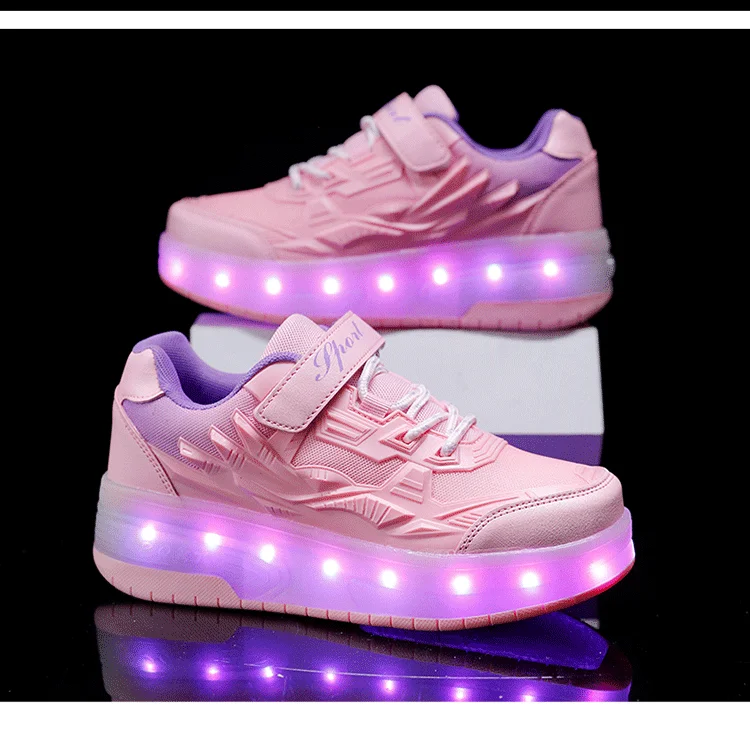 USB Charging Children Roller Skate Casual Shoes Boys Girl Automatic Jazzy LED Lighted Flashing Kids Glowing Sneakers with Wheels extra wide children's shoes