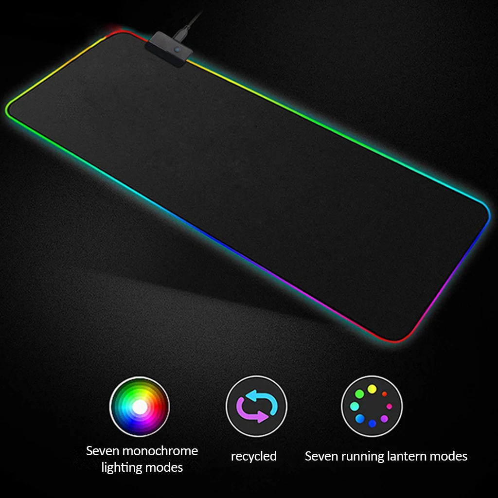 RGB игровой коврик для мыши, негабаритный, светящийся, светодиодный, с расширенной подсветкой, USB клавиатура, утолщенная, красочная, светящаяся, для ПК, ноутбука, рабочего стола