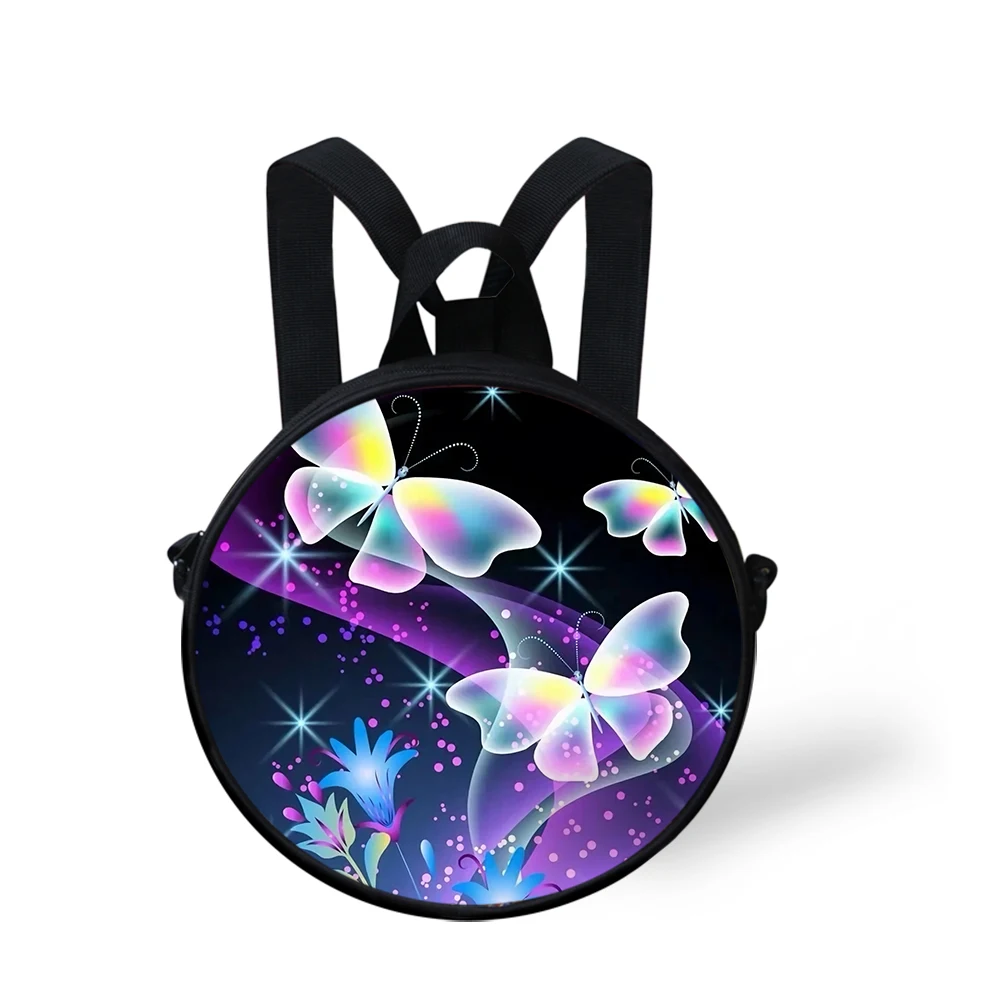 

Cute Round Messenger Bag Baby Children Knapsack Blue Butterfly Circle Crossbody Bags Toddler Kids Satchel Bookbag Shoulder Bag