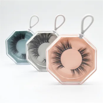 

Portable Empty Eyelash Case False Eyelash Storage Box Acrylic Polygon Keychain Plastic Eyelash Packaging Box With Tray