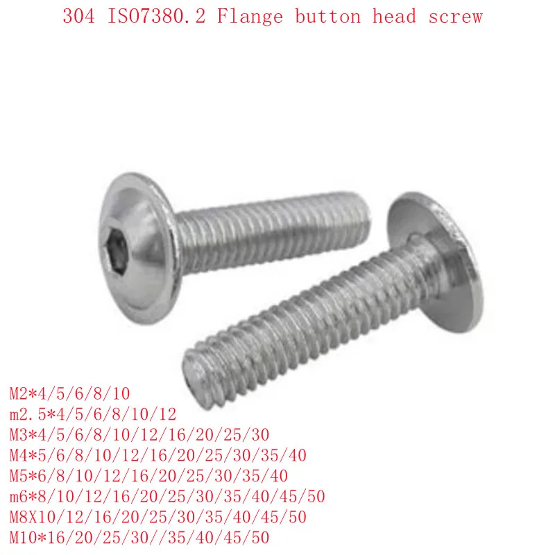 5-50pcs m2 m2.5 M3 M4 M5 M6 m8 m10 304 Stainless Steel Hex Hexagon Socket Round Button Flange Head With Washer Collar Screw Bolt |