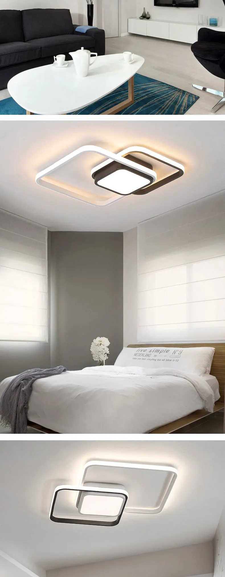 Люстра освещение для гостиной спальни Прямоугольная алюминиевая Потолочная люстра люстры 90-265 в люстра для спальни s