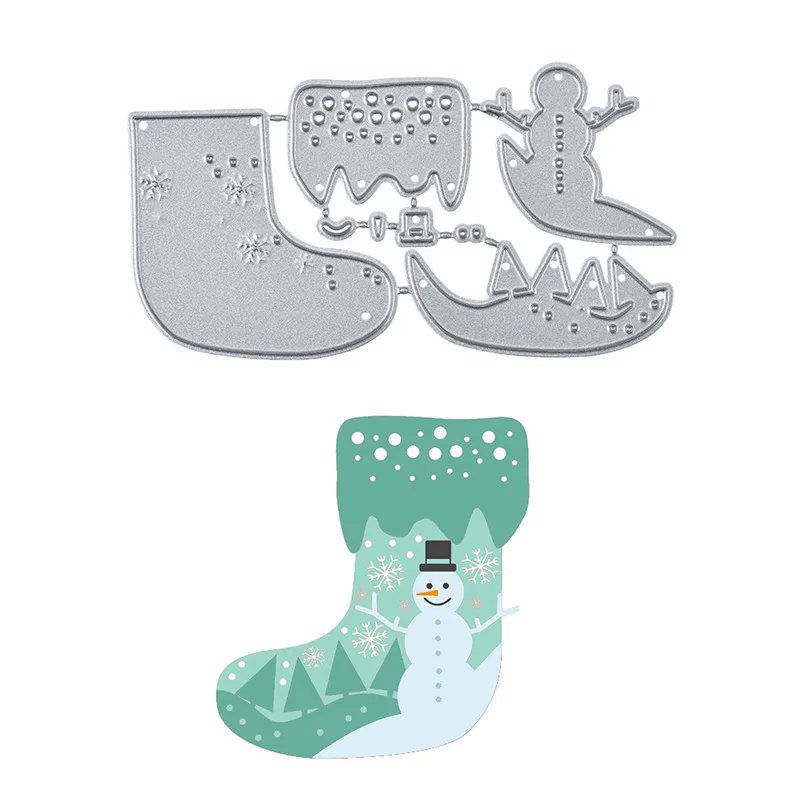 

Naifumodo Dies Cutting Christmas stocking Metal Cutting for DIY Scrapbooking Craft Card Embossing Die Cut 2019 New Template
