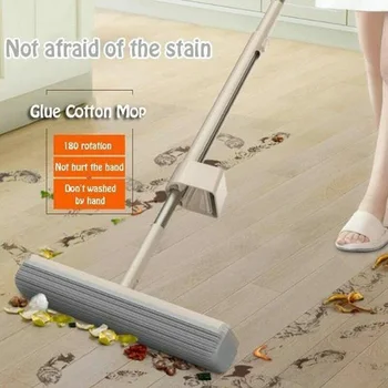 

HOT Glue Cotton Mop 180 Degree Spin Water Absorbent Adjustable Home Floor Cleaning Tool TI99