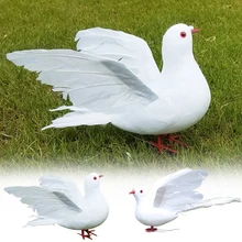 Большая модель белого цвета модель голубей пена и перо новые реалистичные крылья голубей птица игрушка подарок