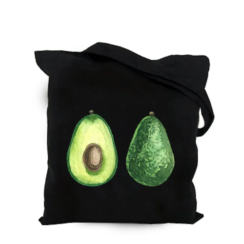 Оригинальная индивидуальная экологический Холст Сумка-тоут с принтом авокадо, сумка на плечо для женщин, большая сумка для покупок, складная рекламная милая сумка - Цвет: cotton canvas bag 04