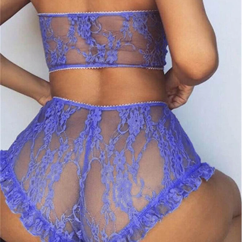 

Big Size Perspective Full Lace Anime Lingerie Sexy High Waist Strapless lencería mujer Sweet Elegant Women Panty Bra Set R80869