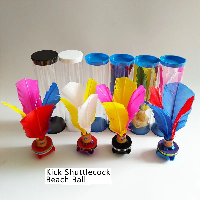 Description Picture 2 of itemA Pair Beach Ball Badminton Kick Shuttlecock Colorful Feather Chinese Jianzi for Foot Exercise Outdoor Games
