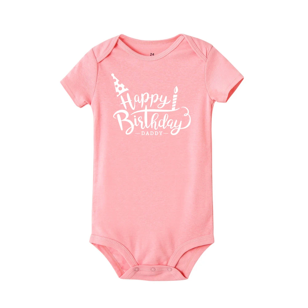 Боди унисекс для маленьких мальчиков и девочек с надписью «Happy Birthday Daddy»; хлопок; милые вечерние костюмы для малышей; модная одежда - Цвет: RK88-SRPPK-