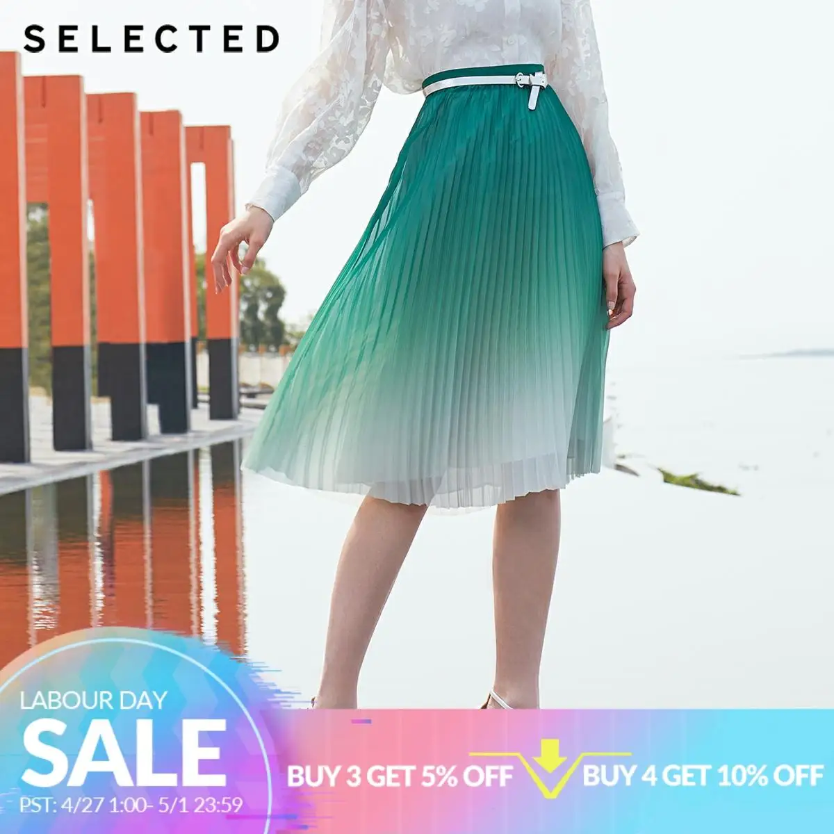 

SELECTED Women's Mid-length Gradient Pleated Skirt S|41924C509
