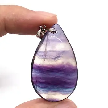 

Top Natural Rainbow Fluorite Pendant For Woman Man Clear Crystal 36x22x9mm Water Drop Beads Rainbow Gemstone Fine Jewelry AAAAA