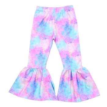 

Toddler Pink Tie Dye Bell Bottom Pants for Kids Boutique Milk Silk Wide Leg Girls Pants Fall Clothes Girls Flare Pants Leggings