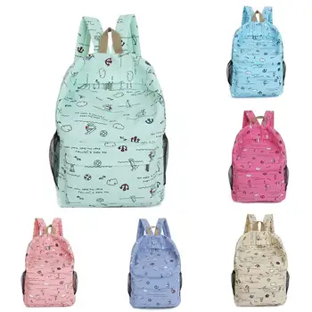 

2020 Fashion Lovely Cartoon Pattern Canvas Women Shoulder Backpack School Travel Bag