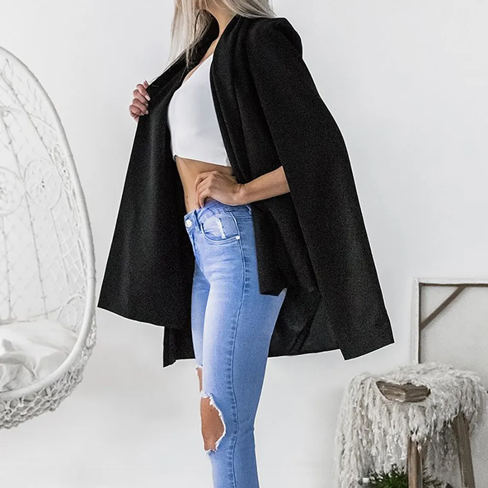 Осенний плащ для женщин одноцветные накидки шаль пальто пончо Mujer Invierno Elegantes